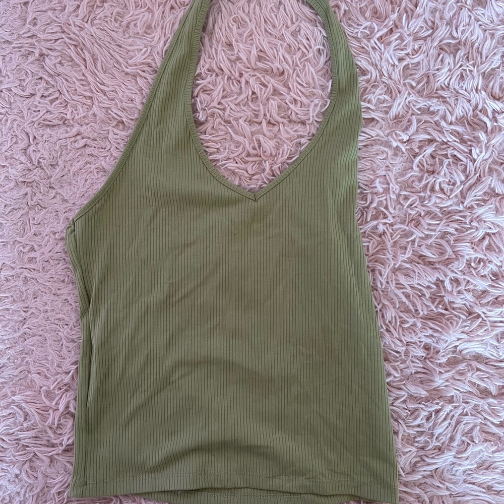 American Eagle Outfitters Sage Green Ribbed Tank Top
